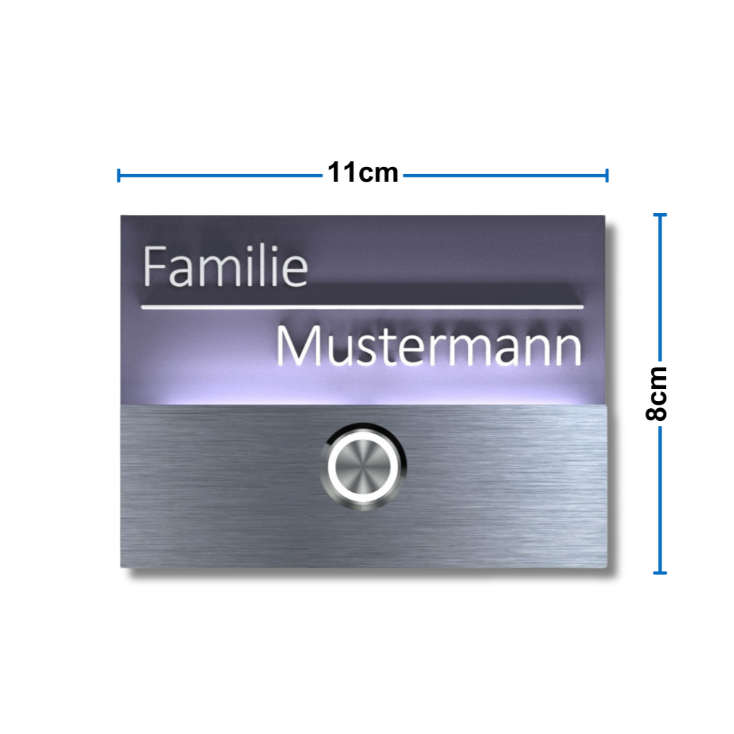 Maße der LED Türklingel in Anthrazit